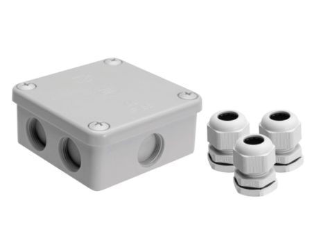 Puszka natynkowa, materiał-bakelit, kolor RAL7035, IP54, 500V, 7 wyjść, 3 dławiki PG16 K85/3PG16