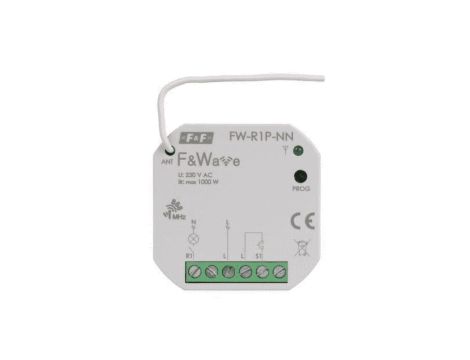 Radiowy pojedyńczy przekaźnik wielofunkcyjny, do instalacji bez przewodu neutralnego FiWave FW-R1P-NN