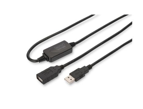 Kabel przedłużający USB 2.0 HighSpeed Typ USB A/USB A M/Ż aktywny czarny 15m DA-73101
