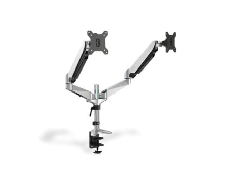 Ramię biurkowe podwójne z zaciskiem, regulowany, 2xLCD, max. 27, max. 8kg, uchylno-obrotowe 360 DA-90353