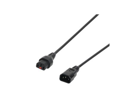 Kabel przedłużający zasilający z blokadą IEC LOCK 3x1mm2 C14/C13 prosty M/Ż 5m czarny IEC-PC1071