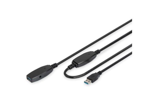 Kabel przedłużający USB 3.0 SuperSpeed Typ USB A/USB A M/Ż aktywny czarny 10m DA-73105