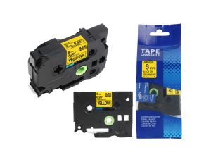 Taśma do drukarki BROTHER TZ-611 / 6mm 8m / Żółta taśma TZe-611