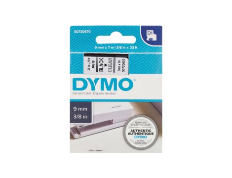 Taśma do drukarek D1 9mm x 7m czarny/przezroczysty S0720670