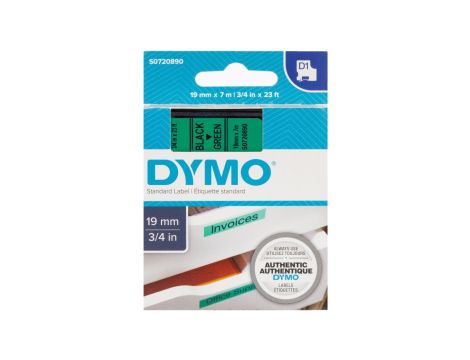 Taśma do drukarek D1 19mm x 7m czarny/zielony S0720890