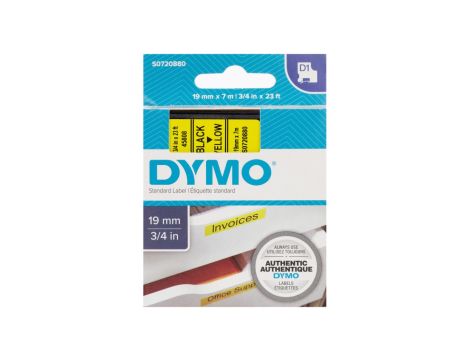 Taśma do drukarek D1 19mm x 7m czarny/żółty S0720880
