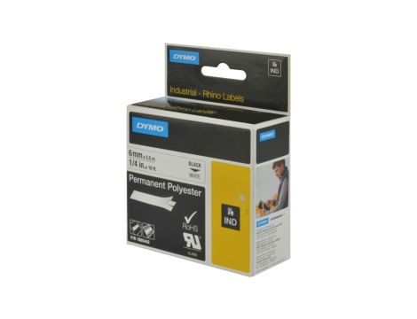 Taśma poliestrowa trwała do drukarek 6mm x 5,5m czarna na białym 1805442