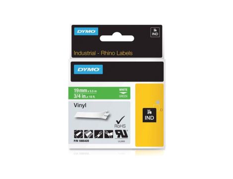 Taśma winylowa do drukarek 19mm x 5,5m biała na zielonym 1805420