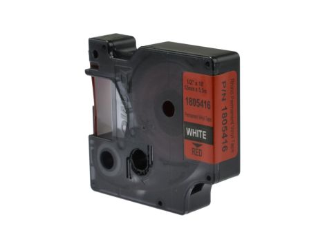 Taśma winylowa do drukarek 12mm x 5,5m biała na czerwonym 1805416