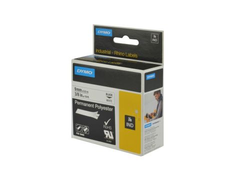 Taśma poliestrowa trwała do drukarek 9mm x 5,5m czarna na białym S0718240 18482