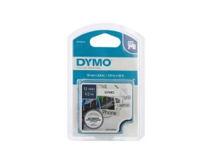 Taśma nylonowa do drukarek D1 12mm x 3,5m czarny/biały S0718040