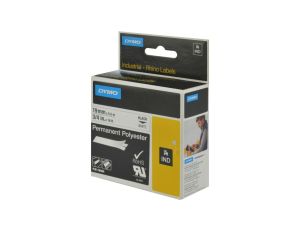 Taśma poliestrowa do drukarek trwała 19mm x 5,5m czarna na białym S0718220 18484