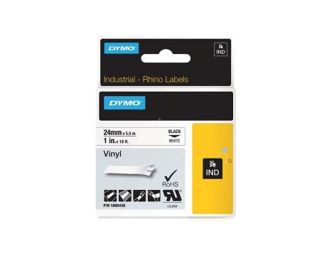 Taśma winylowa do drukarek 24mm x 5,5m czarna na białym 1805430