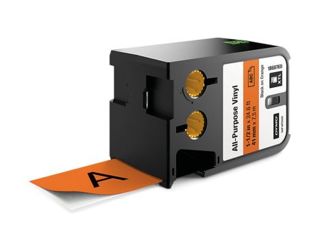 Taśma winylowa trwała do drukarek XTL 41mm x 7m czarna na pomarańczowym 1868769