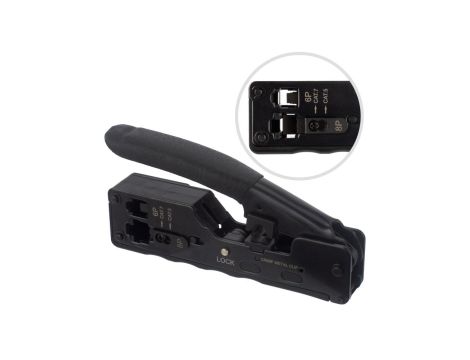 Zaciskarka wtyków modularnych 6p + 8p z funkcją zaciskania ekranu i wtyków przelotowych NEKU