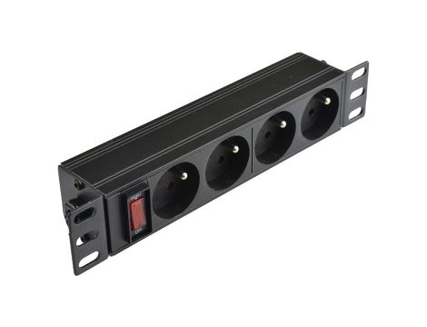 Listwa zasilająca RACK 10 cali 1U 4 gniazda z wyłącznikiem NEKU czarna /1,8m/