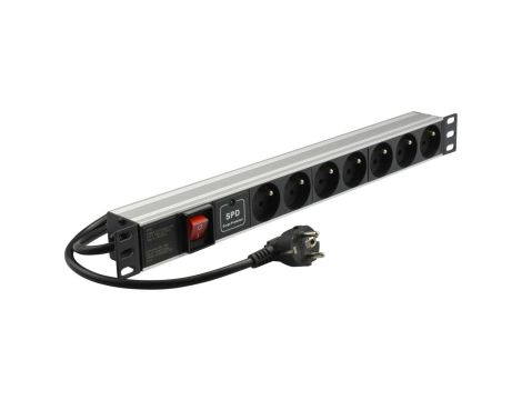 Listwa zasilająca antyprzepięciowa RACK 19 cali 1U 7 gniazd z wyłącznikiem NEKU /1,8m/