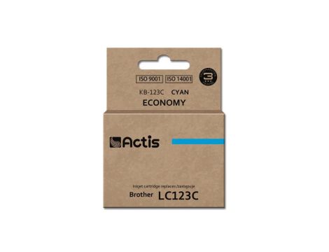 Tusz ACTIS KB-123C (zamiennik Brother LC123C/LC121C Standard 10 ml niebieski)