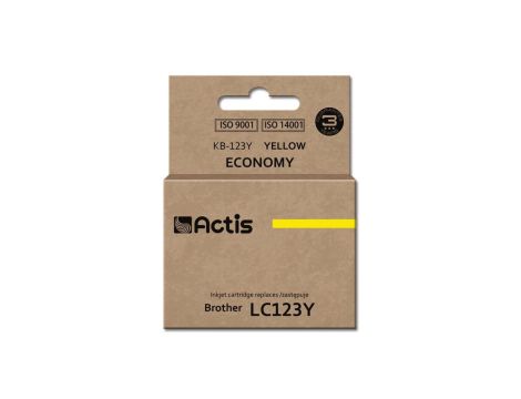 Tusz ACTIS KB-123Y (zamiennik Brother LC123Y/LC121Y Standard 10 ml żółty)