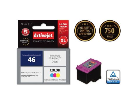 Tusz Activejet AH-46CR (zamiennik HP 46 CZ638AE Premium 21 ml kolor)