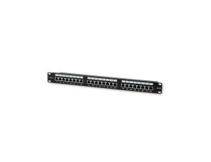 Patch Panel 1U STP 24x RJ45 Cat6 Czarny z Tacką