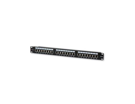 Patch Panel 1U STP 24x RJ45 Cat6 Czarny z Tacką