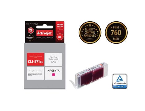Tusz Activejet ACC-571MNX (zamiennik Canon CLI-571M XL Supreme 12 ml czerwony)