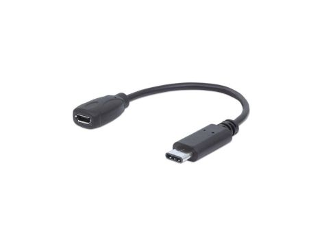 Kabel USB C-MicroB M/F 0,15m USB2.0 HI-SPEED czarny 353335