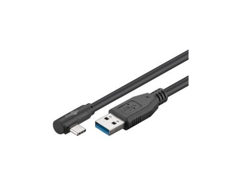 Kabel USB 3.2 Gen1 AM-CM Kątowy 50cm 5Gbps 15W Czarny