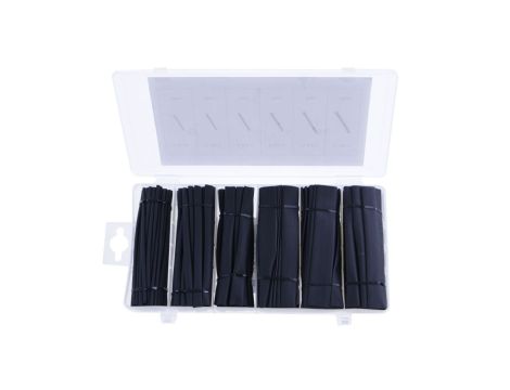 Koszulki termokurczliwe 196 sztuk / Zestaw koszulek termokurczliwych / Rura termokurczliwa cienkościenna 2:1 / Czarne / BOX-15