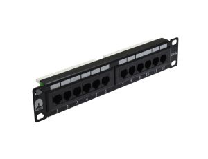 Patch panel RACK 10 cali 1U kat.5e 12p UTP czarny NEKU