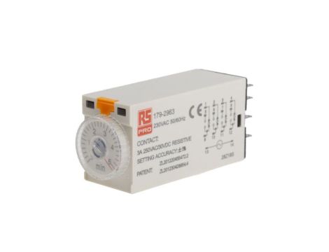 Przekaźnik czasowy zwłoczny jednofunkcyjny 0.2 → 5min 4PDT 4-stykowy 4PDT 230V ac