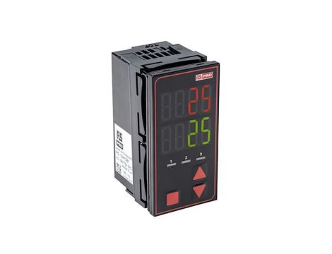 Regulator temperatury PID panelowy 3-wyjściowy, Uz 24 V AC/DC, +100 → +1824C (termopara typu B), 0 →