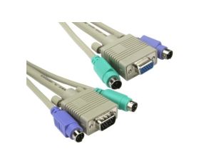 Kabel KVM, dł. 5m - Męskie złącze 5 MTR PS2, męskie SVGA - Żeńskie SVGA, męskie PS2, kolor: Szary, RS PRO