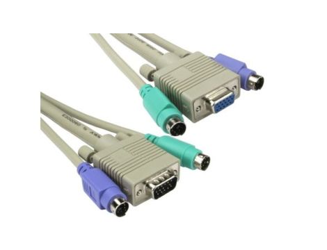 Kabel KVM, dł. 5m - Męskie złącze 5 MTR PS2, męskie SVGA - Żeńskie SVGA, męskie PS2, kolor: Szary, RS PRO