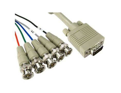 Zespół cyfrowych kabli wideo i monitorowych 2m Męskie złącze VGA/SVGA to Wtyk RGB 5 BNC Szary