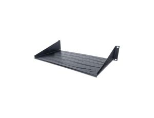 Półka 2U 250mm rack 19, 2 pkt mocowania, perforowana czarna