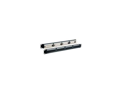 Patch Panel UTP CaT6 24 porty RJ45, 1U, czarny