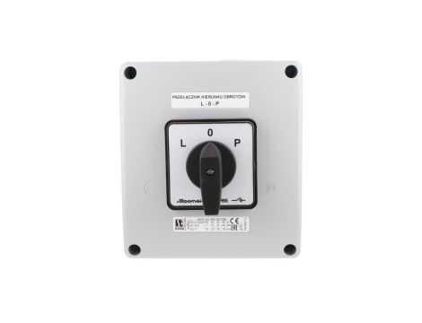 Łącznik krzywkowy 80A przełącznik zmiany kierunku obrotów L-O-P w obudowie OB18 SK80-3.8368\OB18