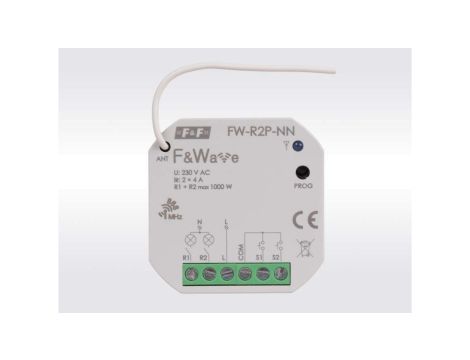 Dopuszkowy przekaźnik dwukanałowy braz przewodu N FiWave FW-R2P-NN