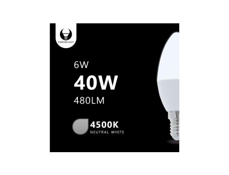 Żarówka LED E14 C37 6W 230V 4500K 480lm Forever Light RTV003448