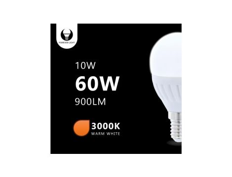 Żarówka LED E14 G45 10W 230V 3000K 900lm ceramiczna Forever Light RTV003449