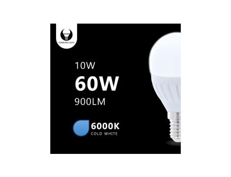 Żarówka LED E14 G45 10W 230V 6000K 900lm ceramiczna Forever Light RTV003451