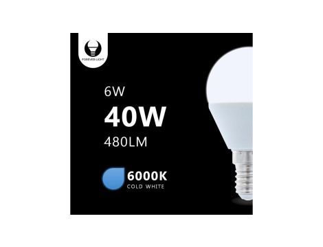Żarówka LED E14 G45 6W 6000K 480lm Forever Light RTV003454