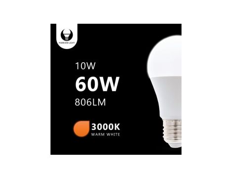 Żarówka LED E27 A60 10W 230V 3000K 806lm Forever Light RTV003455