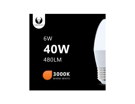 Żarówka LED E27 C37 6W 3000K 480lm Forever Light RTV003467