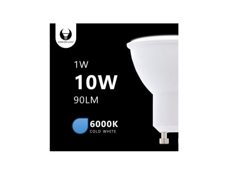 Żarówka LED GU10 1W 230V 6000K 90lm Forever Light RTV003479
