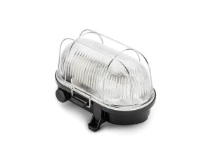 Oprawa LOFT OVAL-7040B, E27, 60W, czarna-bakelit, klosz przeźroczysty-szkło, IP54, siatka metalowa A1160CZ