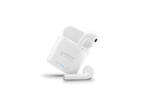 Słuchawki bezprzewodowe SAVIO TWS-01 (douszne bezprzewodowe, Bluetooth z wbudowanym mikrofonem kolor biały