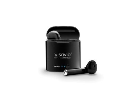 Słuchawki bezprzewodowe SAVIO TWS-02 (douszne bezprzewodowe, Bluetooth z wbudowanym mikrofonem kolor czarny